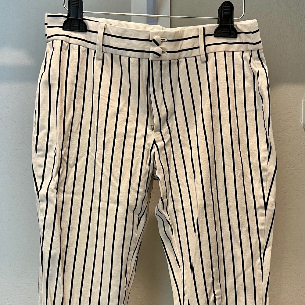 Catherine Malandrino White Pinstripe Ankle Pants